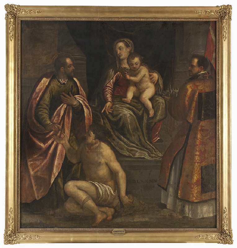 Madonnan med barnet och St Martin och St Petronius