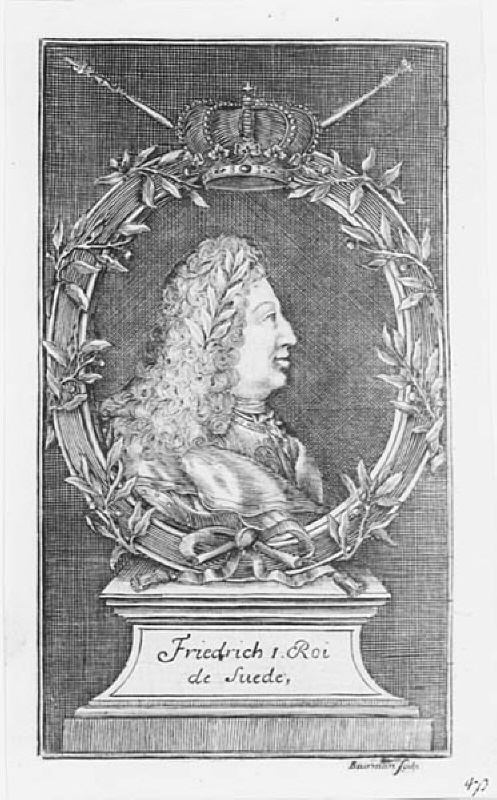 Porträtt av Fredrik I, sveriges kung. Ur "Reflexions morales sur la conduite..."