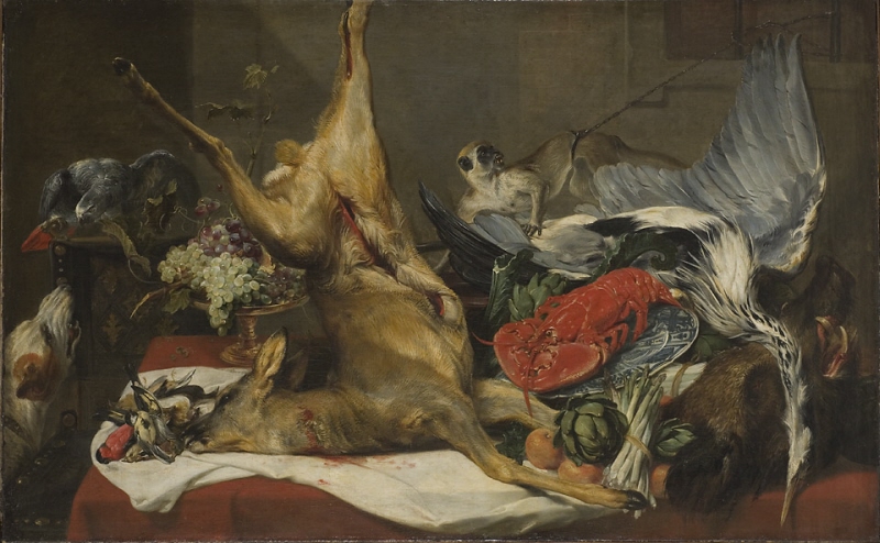Still Life with Dead Game, a Monkey, a Parrot, and a Dog