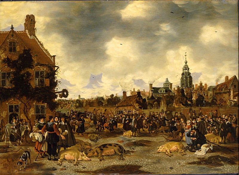 Svinmarknad vid Jakobskyrkan i Haag