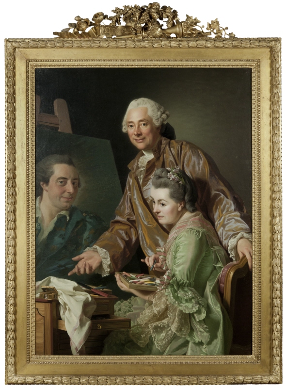 Konstnären och hans hustru Marie Suzanne Giroust målande Henrik Wilhelm Peills porträtt