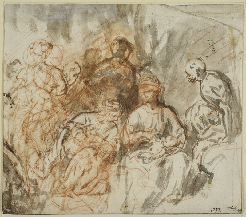 Maria och Elizabeth med Kristusbarnet och Johannes Döparen som barn
