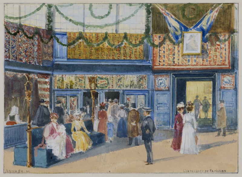 Interiör från Sveriges paviljong vid Världsutställningen i Paris 1900