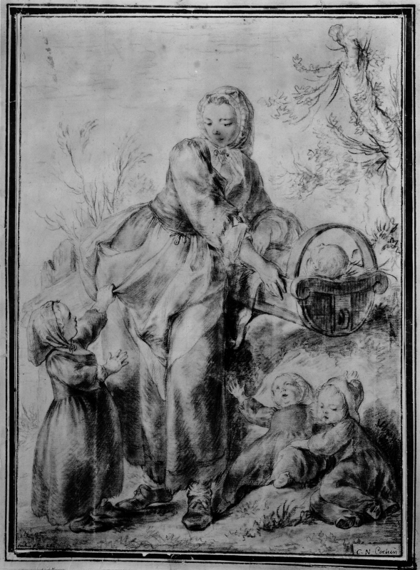 Savojardkvinna och fyra barn