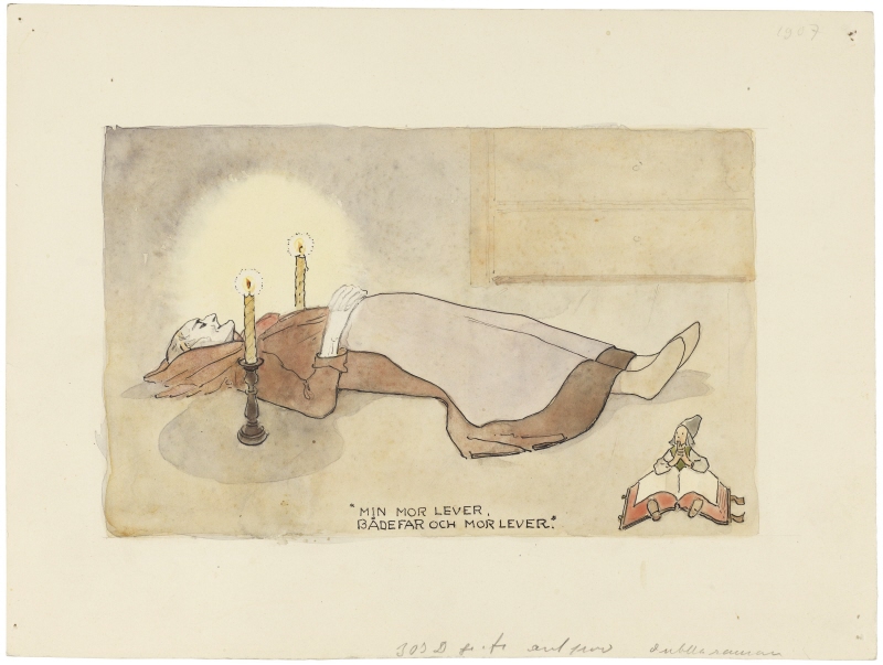 Design for a print illustrating "The Wonderful Adventure of Nils Holgersson" by Selma Lagerlöf