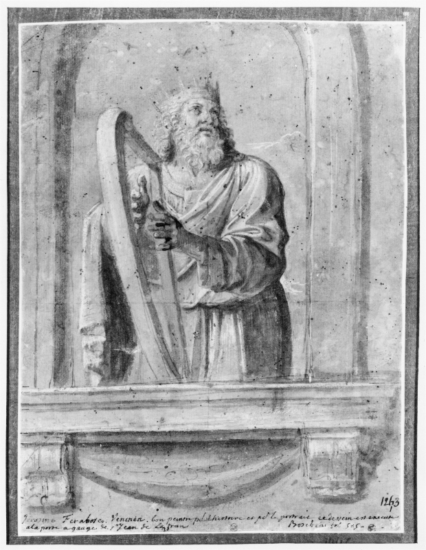 Kung David spelar harpa