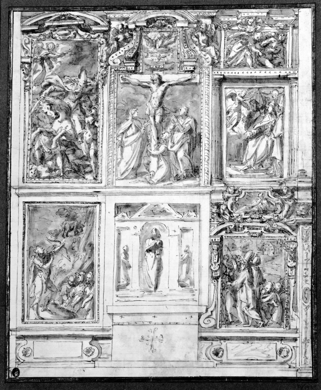 Altaruppsats med infällda målningar