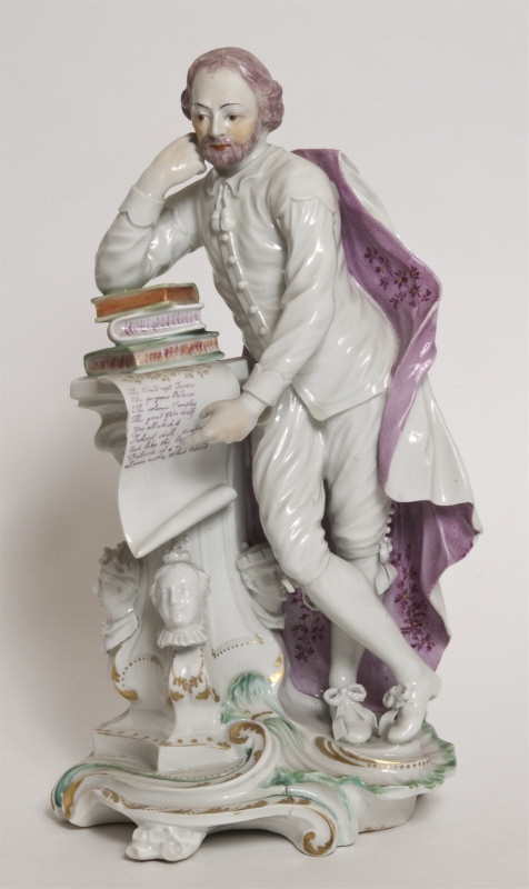 Figurin, Shakespeare, lutad mot en trave böcker