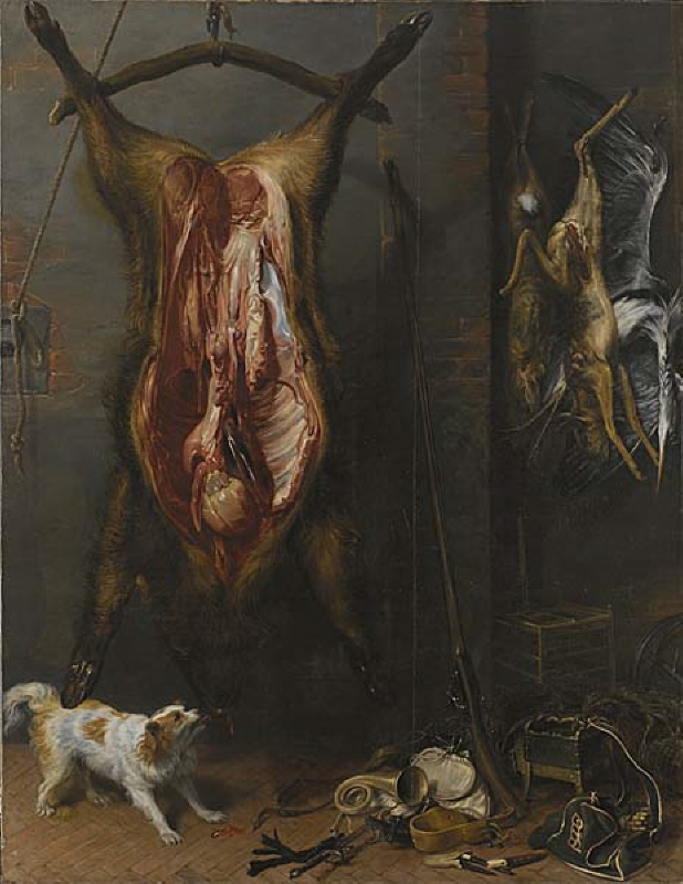 Still Life with Hanging Boar and Hunting Gear