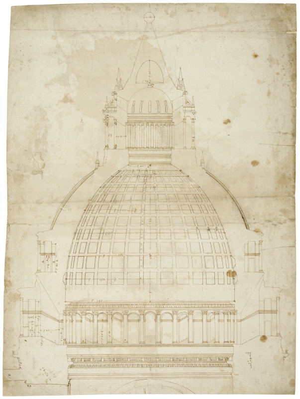 Rome: St Peter’s, section of the dome according to the design by Antonio da Sangallo the Younger, c. 1546