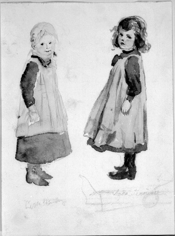 Lisa Strömberg och  Agda Fernvall, två småflickor