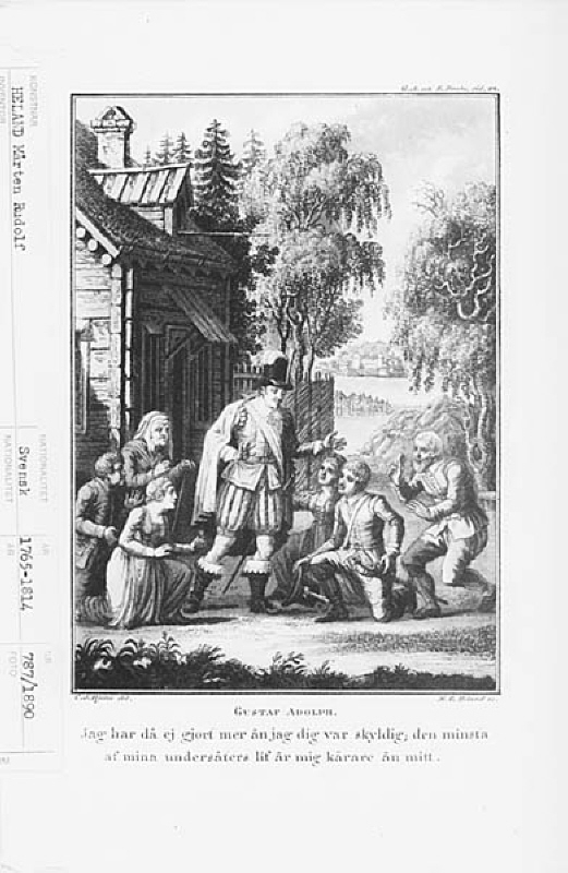 Scen ur Gustav III:s heroiska drama "Gustav Adolf och Ebba Brahe". Akt II, scen 9