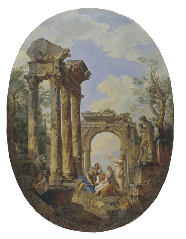View of Roman ruins with figures