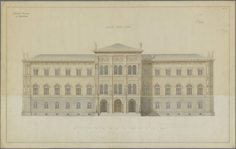 Nationalmusem. Main façade, inscription: ”Approved by Oscar”,