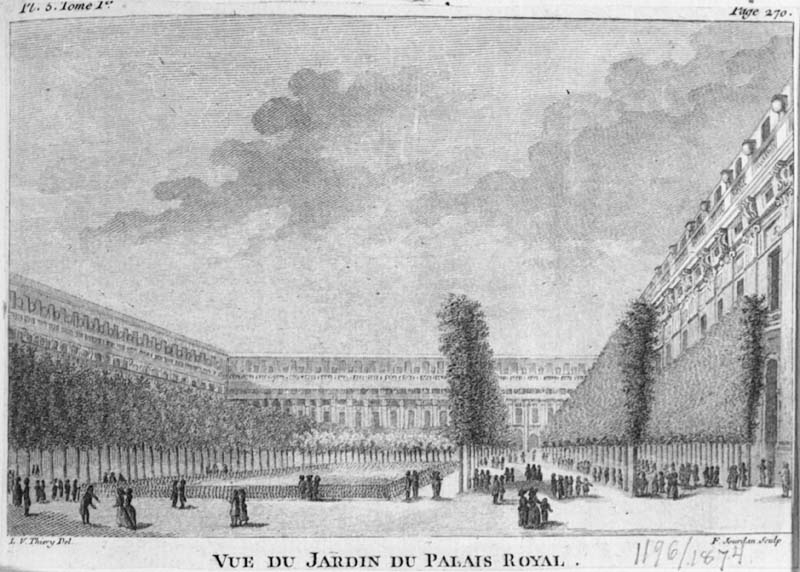 "Vue du jardin du Palais Royal" Ingår i "Architecture de Différents Maîtres"