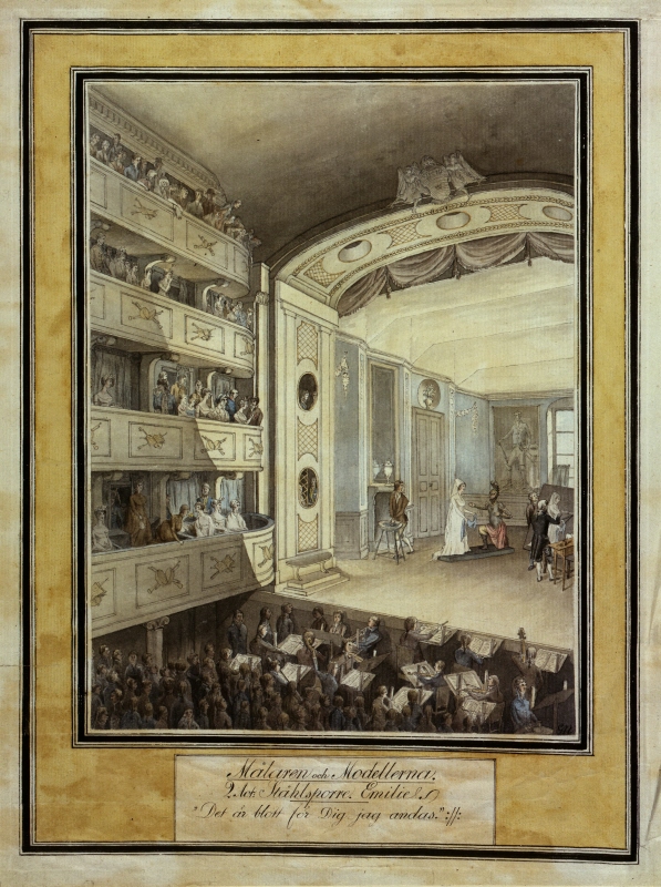 Interiör av Gustav III:s opera. Scen ur "Målaren och Modellerna"