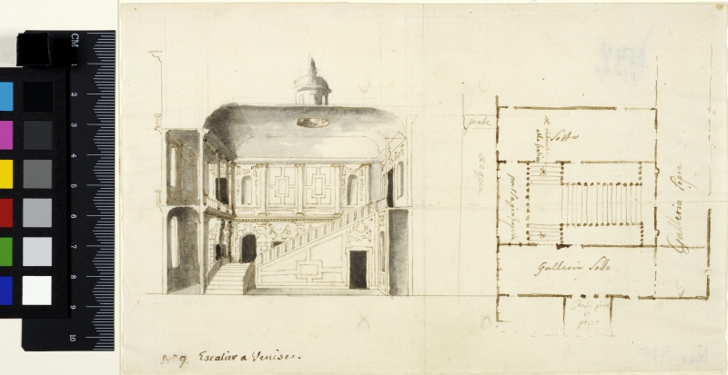 Staircase, Venice. Section and plan