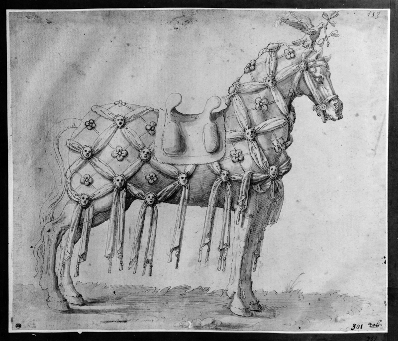 Horse with Richly Decorated Equipment
