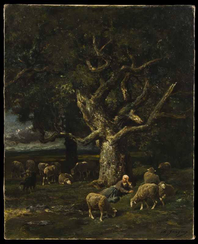 En fårvakterska med hjord