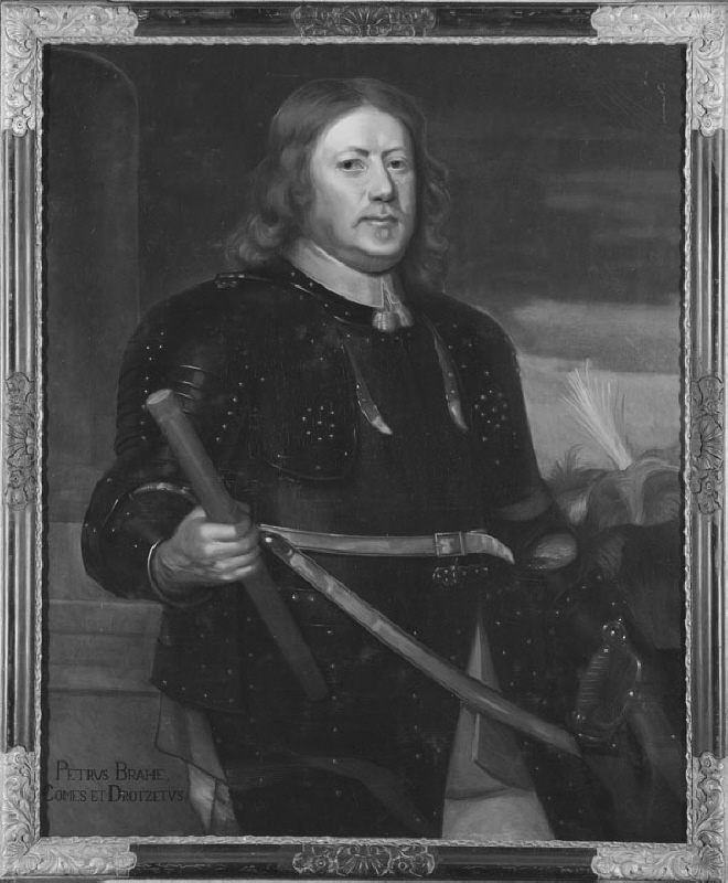 Per Brahe d.y. (1602-1680), greve, riksdrots, hovrättspresident, överste, generalguvernör i Finland, gift med 1. friherrinnan Christina Catharina Stenbock, 2. friherrinnan Beata De la Gardie