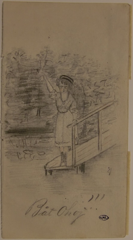 "Båt ohoj", ung kvinna på en bro