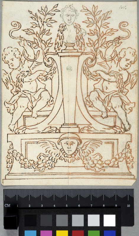 Decorative Panel with Two Putti and a Portait Bust