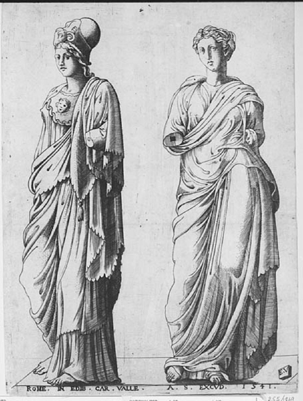 Statyer av Minerva och en kvinna. (3av 3)