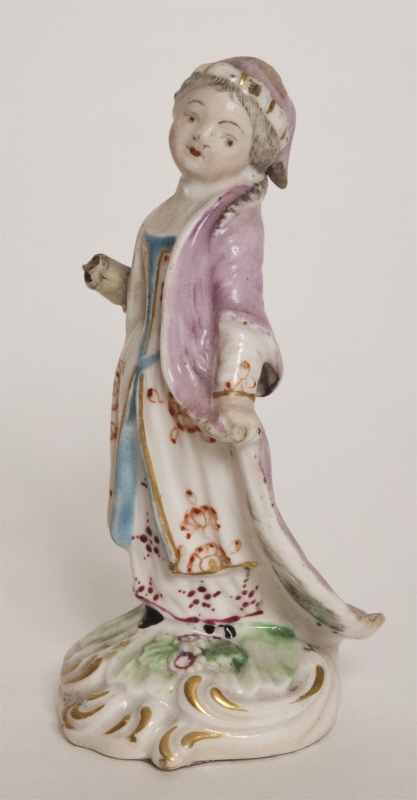 Figurin, flicka klädd som medeltida borgfru