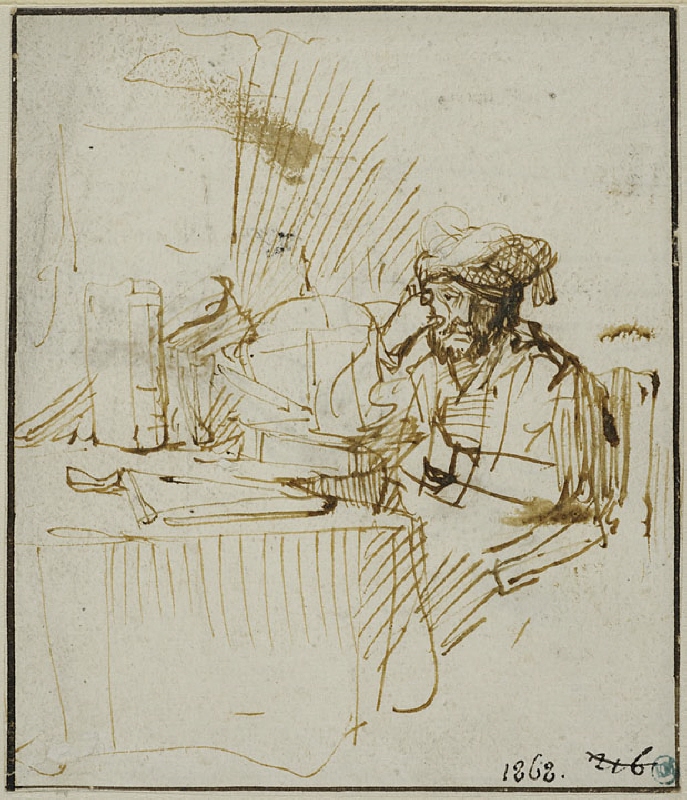 Scholar Pondering at a Desk