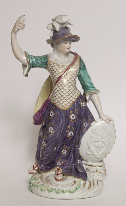Figurin, Minerva stående med högra armen lyft