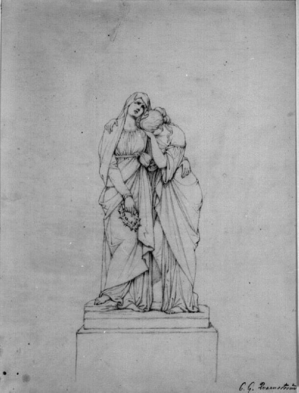Staty föreställande Jungfru Maria och Maria Magdalena i sorg