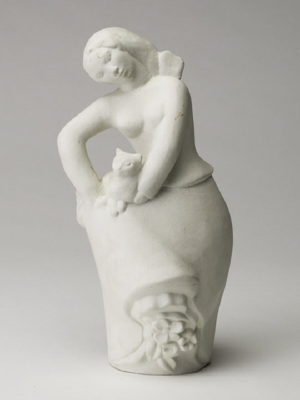 Skulptur, kvinna med katt