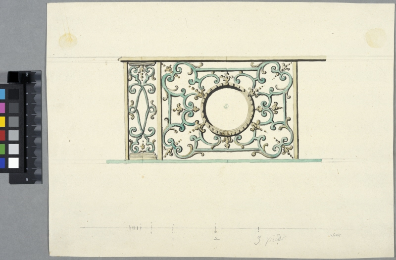 Design for a Wrought Iron Balustrade, for the Château de Marly