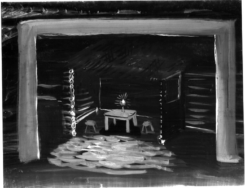 Skiss till interiör i "Ett drömspel" av Strindberg. Dramaten 1935