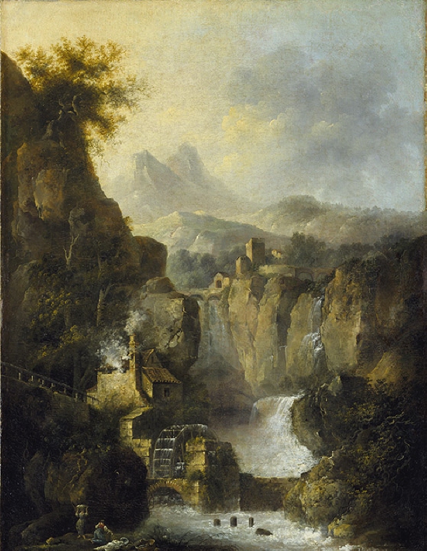 Berglandskap med vattenfall