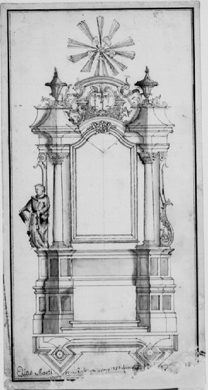 Arbetsritning för altare i barockstil
