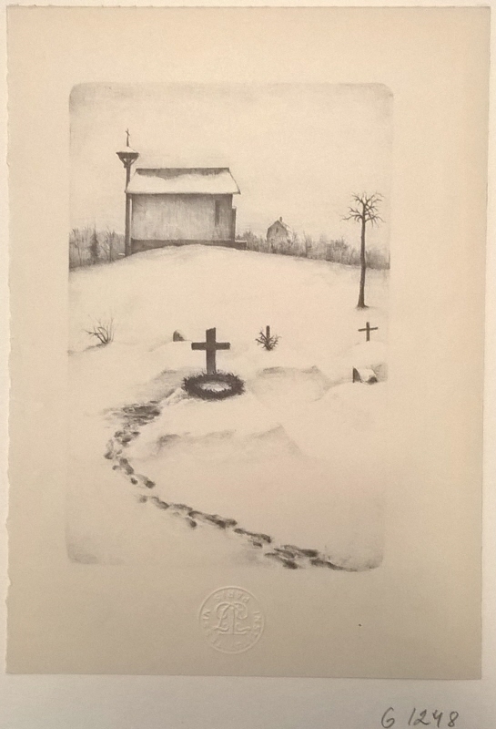 En kyrkogård på vintern