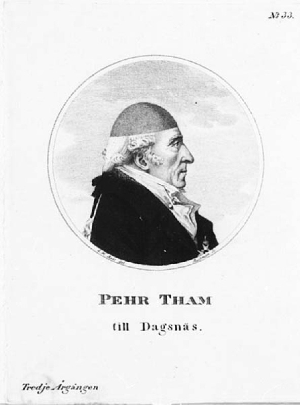 Porträtt av arkeologen Pehr Tham till Dagsnäs