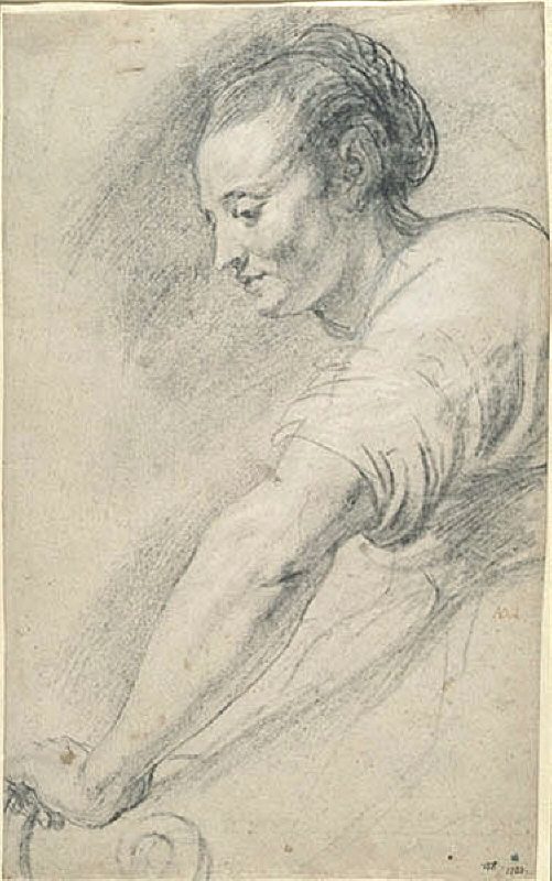 Profile of a Young Woman with Her Left Arm Extended, Study for ´Moses and the Brazen Serpent´ in Madrid, Museo del Prado