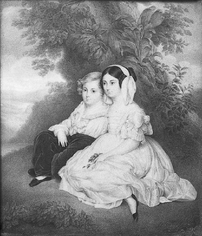 Two children in a landscape setting