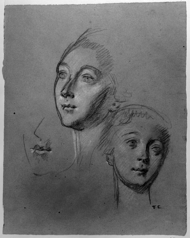 Tre ansiktsstudier av ung kvinna