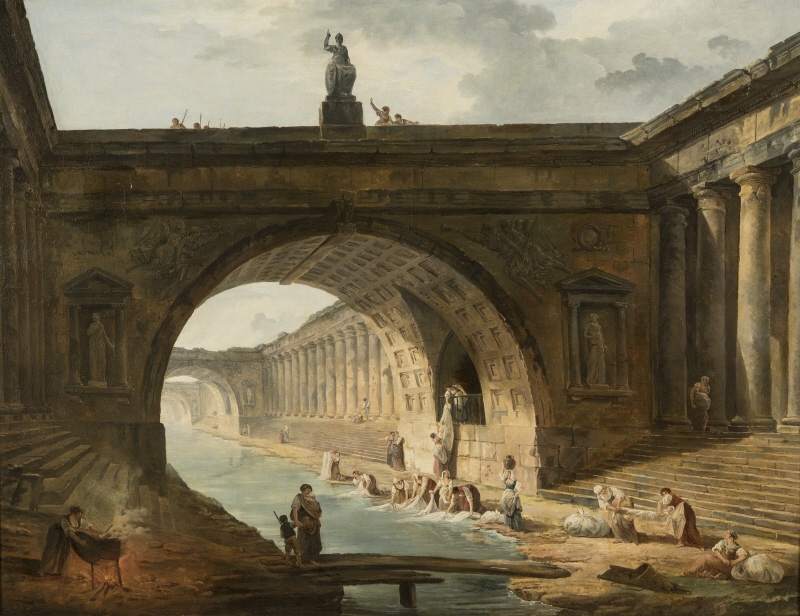 Capriccio with Washerwomen at a Canal