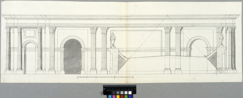 The Tuileries, Paris. Elevation of the southern side of the central pavilion, the floor beneath the attic