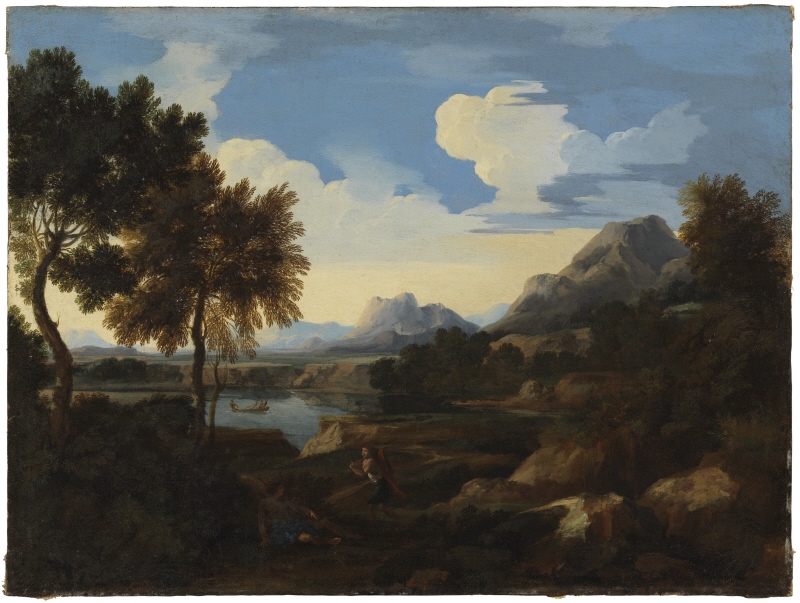 Landscape with Huntsmen, Mountains and a Lake