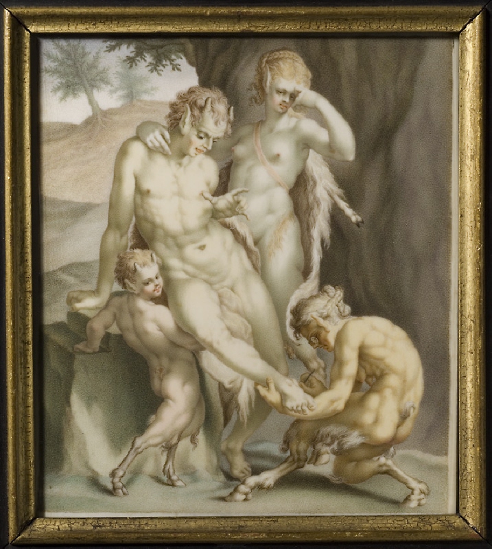 Oread witnessing a thorn being removed from a satyr’s foot