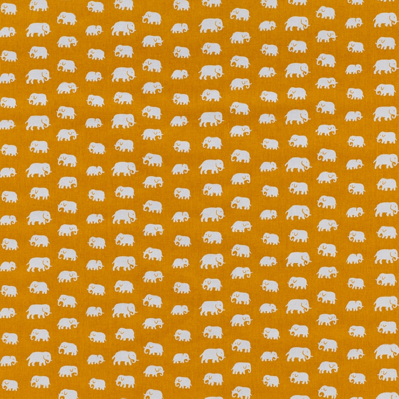 Textiltryck "Elefanterna", gul botten