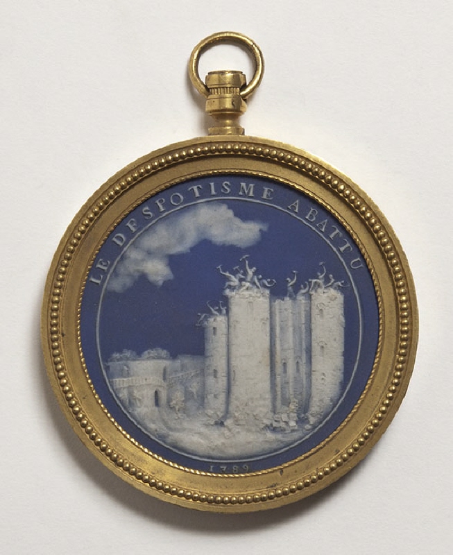 Medallion with the storming of the Bastille, inscription ”LE DESPOTISM A BATTU 1789”