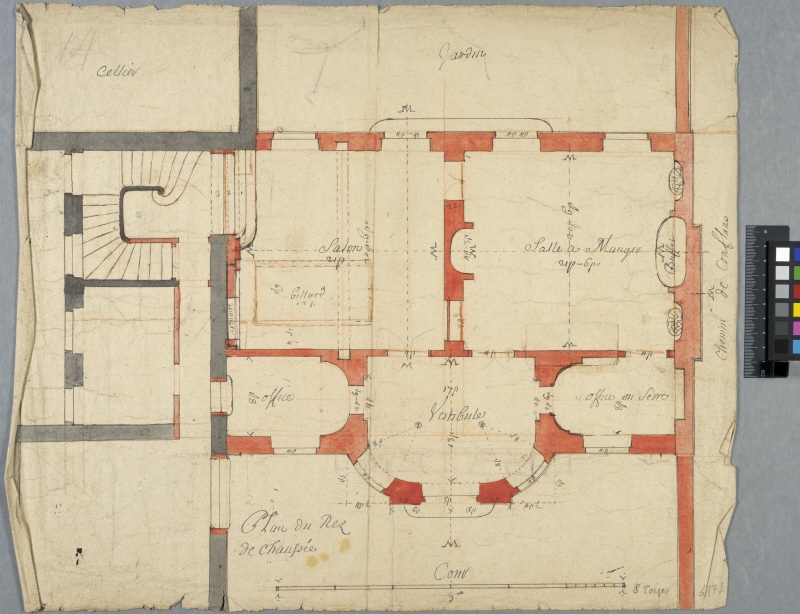 Förslag till ett Maison de Plaisance på vägen till Conflans. Plan av bottenvåningen