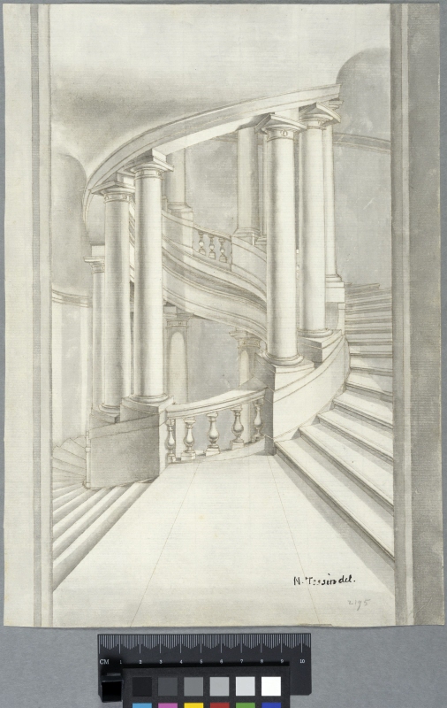 The oval staircase, Palazzo Barberini, Rome, perspective elevation