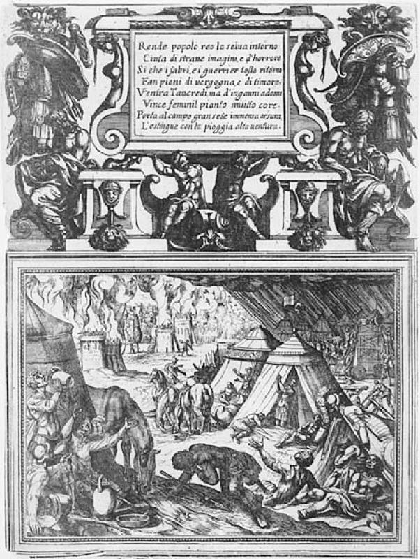 Tassos "Gerusalemme liberata" (1562). Illustration till "Canto XIII"